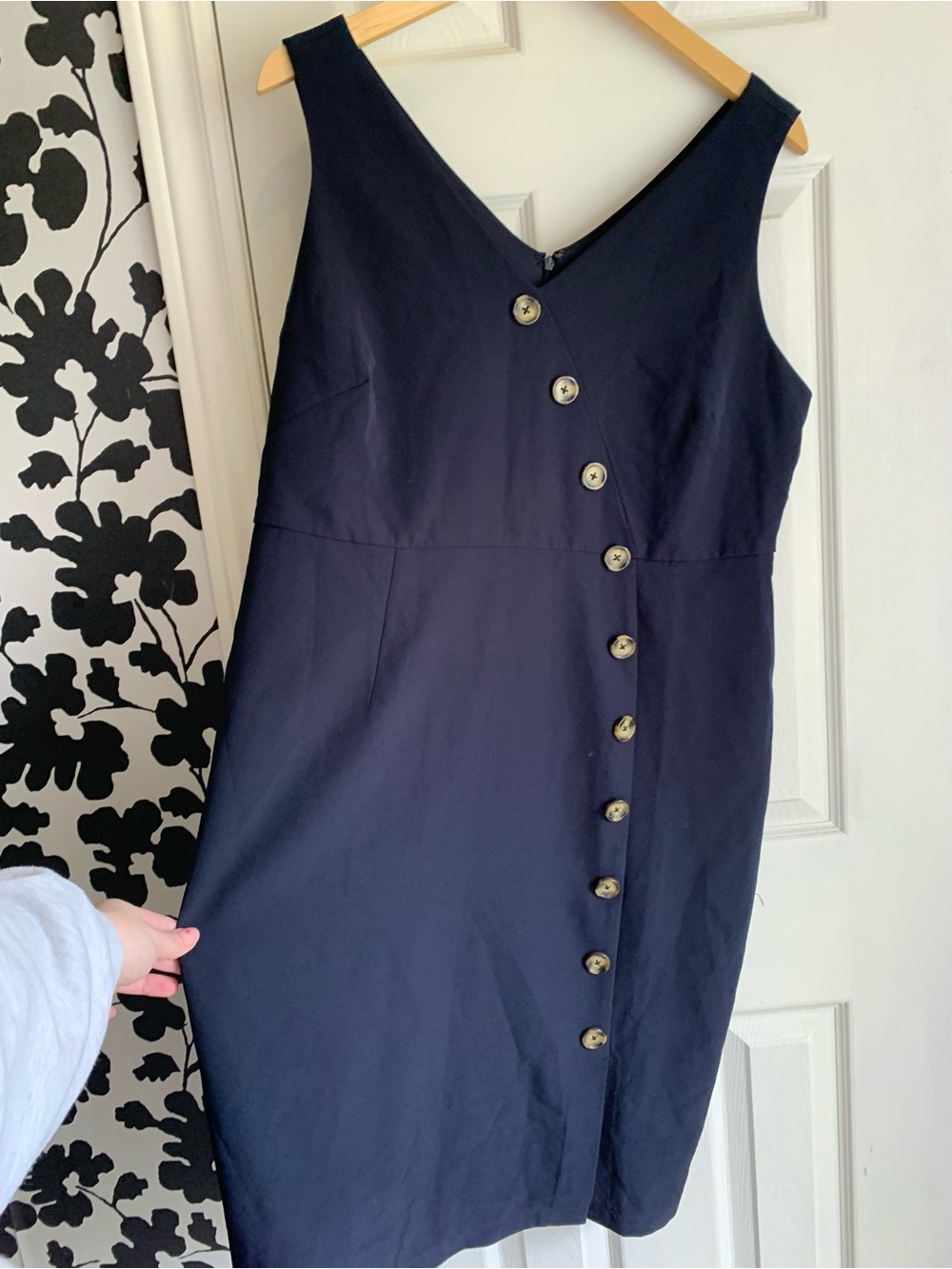 cleo Navy Sleeveless Button detail midi dress classic chic old money timeless